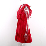 Ruffle Off Shoulder Tunic High Waist Party V Neck Casual Boho Dress