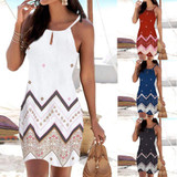 Halter Neck Boho Print Sleeveless Mini Beachwear Sundress