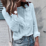 Tops and Blouses Elegant Long Sleeve Shirt Polka Dot Ruffles