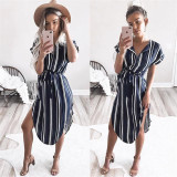 Midi Party Geometric Print Summer Boho Loose Batwing Sleeve Dress