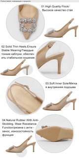 Women Pumps Rhinestone High Heels Soft Leather Heels Shoes Pointed Toe