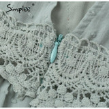 Sexy v-neck cotton Sleeveless lace embroidery short sundress