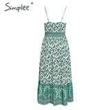sleeveless Floral print high waist boho dress