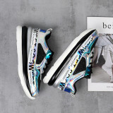 Women Sneakers Breathable Mesh Gold Platform Shoes