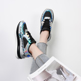 Women Sneakers Breathable Mesh Gold Platform Shoes