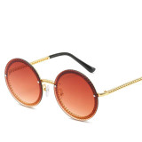 Round Sunglasses Rimless Shades Popular Ins Sunglasses