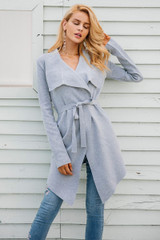 Elastic knitting long cardigan sash Knitted cardigan