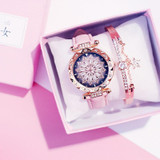 Watches Bracelet set Starry Sky Ladies Bracelet Watch Casual Leather