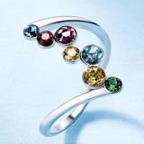 Hollow Two-tone Color Wave Cubic Zircon Ring