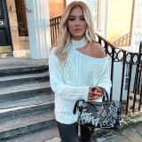 Casual Solid Loose Bare Shoulders Knitted Pullovers Oversized Sweaters