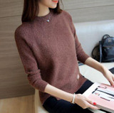 Long Sleeve Pull Solid Pullover Casual Knitted Sweater