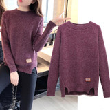Long Sleeve Pull Solid Pullover Casual Knitted Sweater
