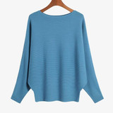 Slash Neck Knitted Sweaters Batwing Casual Pullovers Jumper