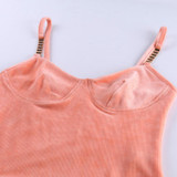 Chain Spaghetti Strap Sleeveless Bodycon Bodysuit
