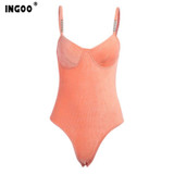 Chain Spaghetti Strap Sleeveless Bodycon Bodysuit