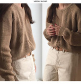 Fashion Full Sleeve Women Knitting Sweater Solid O-Neck