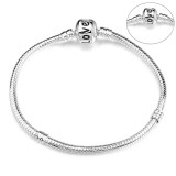 1Silver Color Snake Chain Fine  Charm Bracelet