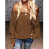 Long Sleeve Off-Shoulder Knitted Pullovers Sweater
