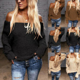 Long Sleeve Off-Shoulder Knitted Pullovers Sweater Long Sleeve Off-Shoulder Knitted Pullovers Sweater
