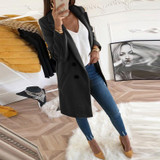 Long Sleeve Turn-Down Collar Blazer Outwear Jacket Elegant Overcoats