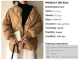 Fashion Casual Windbreaker Loose Cotton Coats Long Sleeve Outerwear