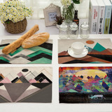 Pink Geometric Marble Printed Cotton Linen Kitchen Placemat