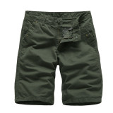 Cargo Shorts Summer Casual Cotton  Solid Color Knee Length