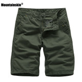 Cargo Shorts Summer Casual Cotton  Solid Color Knee Length