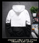 Bomber Hooded Jacket Casual Slim Patchwork Windbreaker