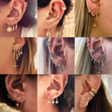 Vintage Tribal Ethnic Geometric Drop Dangle Hoop Earrings Set