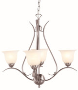 Ribbon Branched 4 Light Chandelier In Nickel