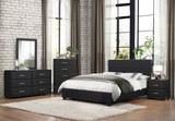 2220T-1 Lorenzi 4PCs Modern Black Vinyl Kids Twin Platform Bedroom Set