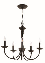 Colonial Candles 5 Light Chandelier In Black