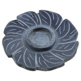 Incense Stick Holder Burner Hand Carved Grey Floral