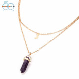 Multilayer Irregular Crystal Opals Pendant Necklace Choker Chain
