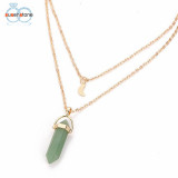 Multilayer Irregular Crystal Opals Pendant Necklace Choker Chain