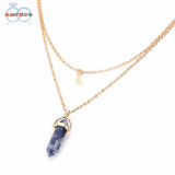 Multilayer Irregular Crystal Opals Pendant Necklace Choker Chain