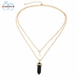 Multilayer Irregular Crystal Opals Pendant Necklace Choker Chain