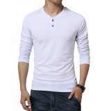 Male cotton t-shirt striped long sleeved t shirt o neck Tee shirt print t shirt