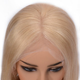 Silky Straight 613 Blonde Lace Front Human Hair Brazilian Lace Front Remy Hair Wig Pre Plucked