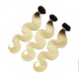 Ombre #1B/613 Blonde Virgin Human Hair Extensions 1pc Brazilian Body Wave