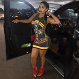 Retro Distressed guns & roses cutout tshirt dress