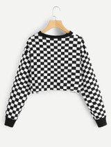 Checkered pullover fashion sweatshirt