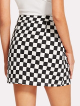 Checkered mini fashion skirt