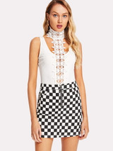Checkered mini fashion skirt