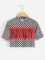 Checkered royalty sporty crop top