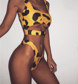 “Deep Dive” leopard cutout 2 piece swimsuit