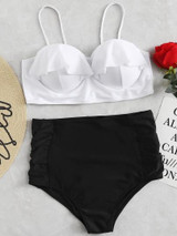 *PLUS DOLL* Ruffle high waist 2 piece plus size bikini swimsuit
