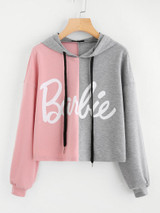 Barbie colorblock hoodie sweatshirt
