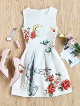 Floral mini skater evening dress
